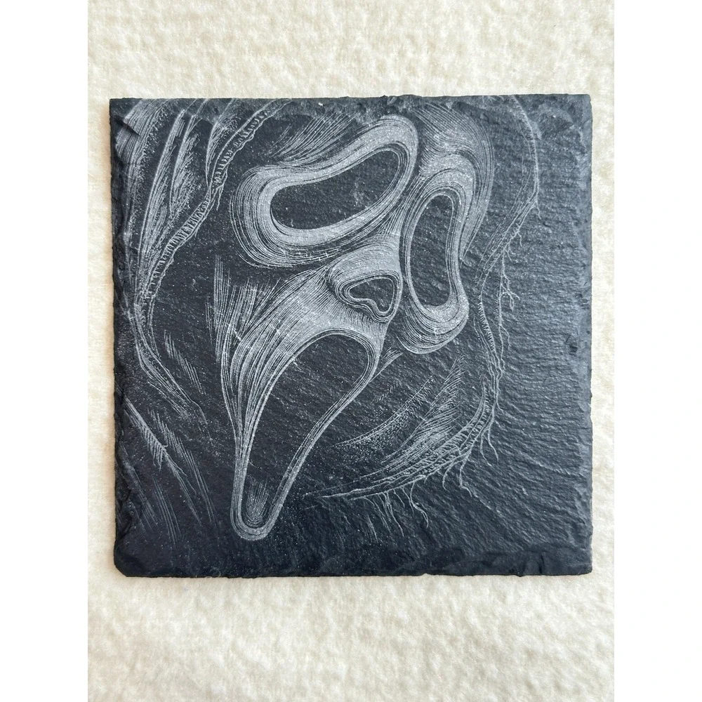 Horror Movie Slate Coasters Set of 4 Laser Engraved Slasher Halloween Gift Art